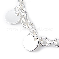 304 Stainless Steel Flat Round Charm Bracelets with Cable Chains for Women&nbsp;BJEW-G669-25S