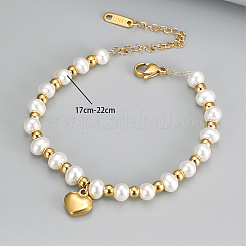 304 Stainless Steel & Imitation Pearl Charm Bracelets&nbsp;FS-WGF99C6-01