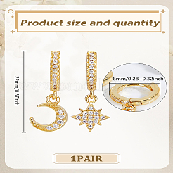 1 Pair Brass Micro Pave Clear Cubic Zirconia Hoop Earrings&nbsp;EJEW-LP0007-115