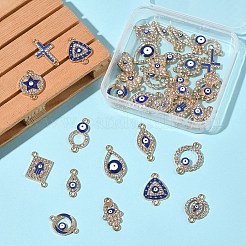 36Pcs 18 Styles Alloy Blue Enamel Connector Charms&nbsp;ENAM-FS0002-97