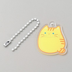 Cartoon Cute Cat Animal  Acrylic Pendant Decoration with Iron Ball Chain&nbsp;KEYC-WH0036-33A