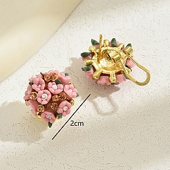 Plastic 3D Flower Hoop Earrings with Cubic Zirconia&nbsp;XJ8294-1