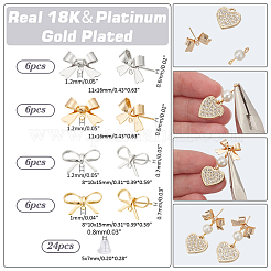 24Pcs 4 Styles Brass Stud Earring Findings&nbsp;KK-ME0002-44