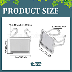 12Pcs 201 Stainless Steel Cuff Pad Ring Settings&nbsp;STAS-BC0004-09A