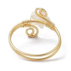 Natural Shell Cuff Ring&nbsp;RJEW-JR00645-01