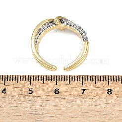 Brass Micro Pave Cubic Zirconia Adjustable Cuff Rings for Women&nbsp;RJEW-C140-13G
