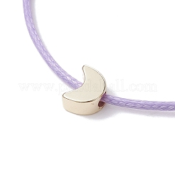 5Pcs 5 Colors Light Gold Brass Moon Braided Bead Bracelets Set&nbsp;BJEW-JB09737-02S