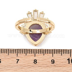 Brass with Natural Amethyst Finger Rings&nbsp;GG-CBACC2B-07G-07