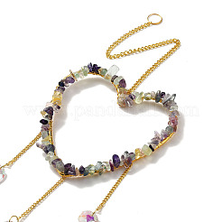 Heart Natural Fluorite Chips Hanging Ornaments&nbsp;HJEW-G024-01G