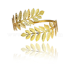 1Pc Leaf Alloy Arm Cuff Bangles for Women&nbsp;AJEW-CY0001-33G