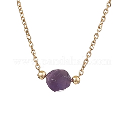 Faceted Star Cut Round Natural Gemstone Pendant Necklaces&nbsp;NJEW-JN05091