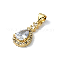 Rack Plating Real 18K Gold Plated Brass Micro Pave Cubic Zirconia Pendants&nbsp;KK-B084-07G-05