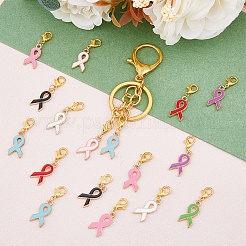 8 Sets Awareness Ribbon Alloy Enamel Pendant Decorations&nbsp;HJEW-FH0001-42
