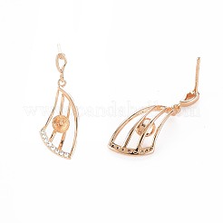 Brass Micro Pave Clear Cubic Zirconia Stud Earring Findings&nbsp;KK-S364-130