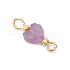 Natural Mixed Gemstone Heart Links Connector Charms&nbsp;PALLOY-JF05035