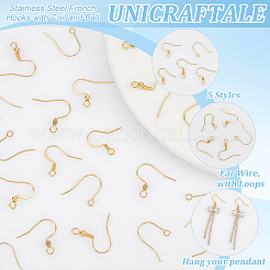 150Pcs 5 Styles 304 & 316 Surgical Stainless Steel French Hooks with Coil and Ball&nbsp;STAS-UN0058-09