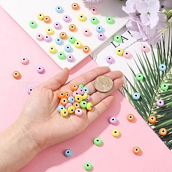 120Pcs 6 Colors Opaque Printed Acrylic Beads&nbsp;OACR-YW0002-43
