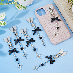 6Pcs Alloy & Acrylic Bowknot Pendant Decorations&nbsp;HJEW-DC00160