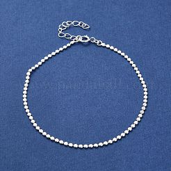 925 Sterling Silver Flat Round Link Chain Bracelets for Women&nbsp;BJEW-E101-01S-09