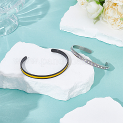 4Pcs 2 Colors C-Shaped 201 Stainless Steel Grooved Cuff Bangles&nbsp;STAS-UN0065-25B