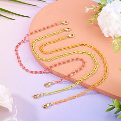 3Pcs 3 Colors Brass Enamel Curb Chain Bracelet Making&nbsp;AJEW-TAC00049