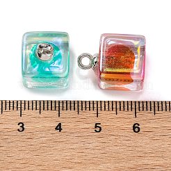 AB Color Resin Cube Pendants&nbsp;RESI-U002-04