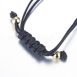Adjustable Brass Braided Beaded Bracelets&nbsp;LS-BJEW-F282-29G-RS