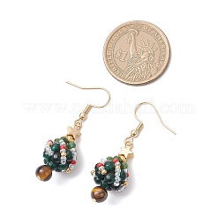 304 Stainless Steel Glass Seed Beads Christmas Tree Dangle Earrings&nbsp;EJEW-MZ00493