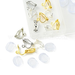 12Pcs 3 Colors Brass Clip-on Earring Findings&nbsp;KK-FS0001-33