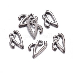 Gunmetal Plated Alloy Letter Pendants&nbsp;PALLOY-P097-03-V
