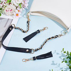1Pc Black Imitation Leather Metal Bag Chains&nbsp;PURS-DR0001-03