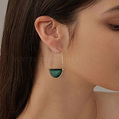 2 Pairs 2 Colors Brass Glass Hoop Earrings&nbsp;EJEW-GO0003-30B