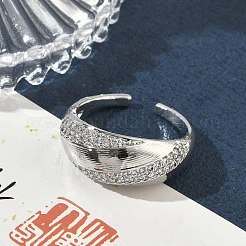 Brass Micro Pave Cubic Zirconia Cuff Open Rings&nbsp;RJEW-C163-01P
