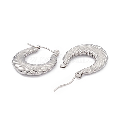 Non-Tarnish 304 Stainless Steel Wheat Ring Thick Hoop Earrings for Women&nbsp;LS-EJEW-B018-08P