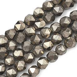 Natural Gold Pyrite/Golden Pyrite Beads Strands&nbsp;G-G458-I01-8mm