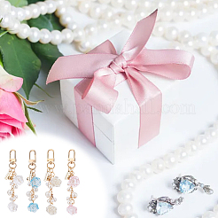 8Pcs 4 Colors Rose Pearl Bead Resin Pendant Decoration&nbsp;HJEW-OC0001-29
