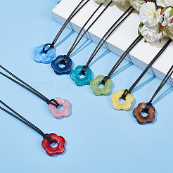 8Pcs 8 Colors Acrylic Flower Pendant Necklaces Set&nbsp;NJEW-AN0001-50