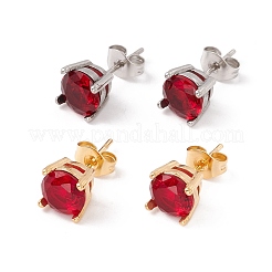 6 Pairs Cubic Zirconia Flat Round Stud Earrings&nbsp;EJEW-G291-04B-M