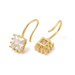 Cubic Zirconia Square Dangle Earrings&nbsp;EJEW-F316-18G-01
