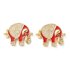 Rack Plating Brass Micro Pave Clear Cubic Zirconia Connector Charms&nbsp;KK-C084-02G