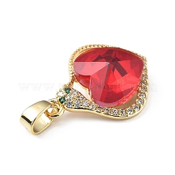 Real 18K Gold Plated Rack Plating Brass Micro Pave Clear Cubic Zirconia Pendants&nbsp;KK-C015-16G-07