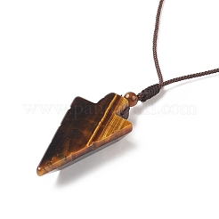 Natural Tiger Eye Arrow Pendant Necklace&nbsp;NJEW-C031-02I