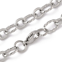Tarnish Resistant Unisex 304 Stainless Steel Textured Cable Chain Necklaces&nbsp;LS-STAS-L127-01P