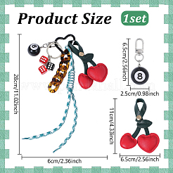 Cherry PU Leather & Polyester Pendant Decorations&nbsp;HJEW-WH0068-83