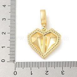Brass Micro Pave Clear Cubic Zirconia Heart European Dangle Charms&nbsp;KK-U044-12G