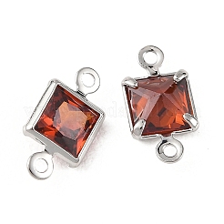 SHEGRACE Brass Pave Cubic Zirconia Square Connector Charms&nbsp;XGRQ2O169-440B-P