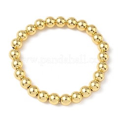 Brass Round Beaded Stretch Bracelets for Men Women&nbsp;BJEW-B148-05E-G