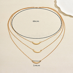 Minimalist Brass Crescent Moon Pendant 3 Layered Long Necklaces for Women&nbsp;WJ5694