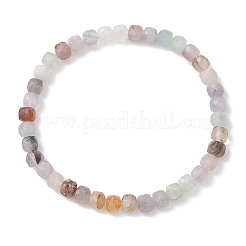 Natural Fluorite Cube Beads Stretch Bracelets for Women&nbsp;BJEW-JB13175
