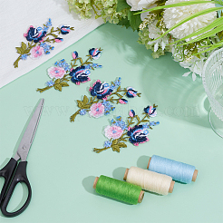 2 Pairs Flower Computerized Embroidery Cloth Self Adhesive Patches&nbsp;DIY-ME0002-30